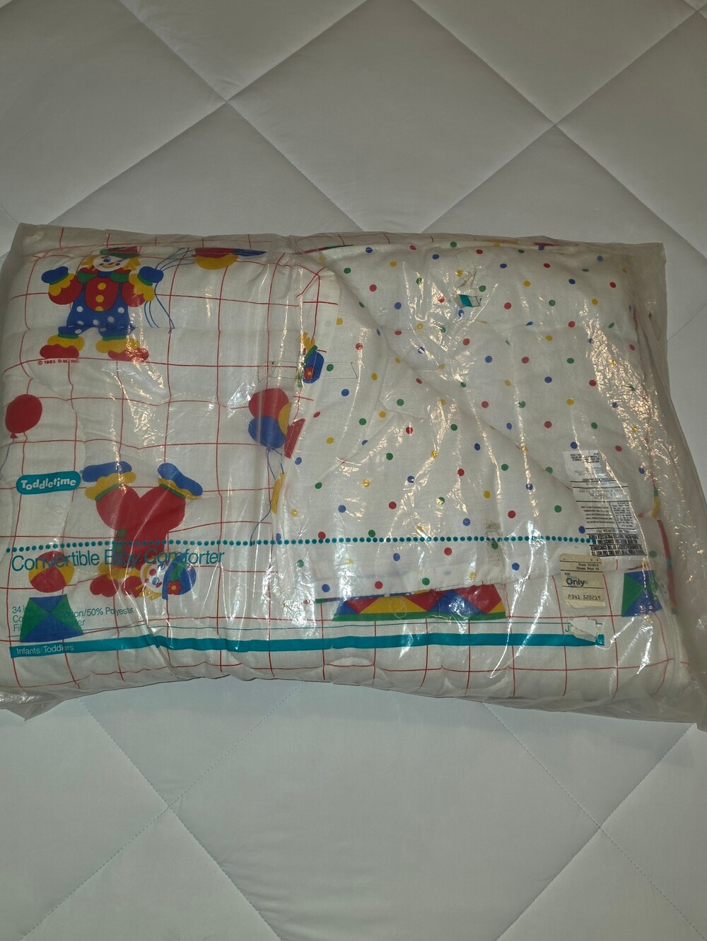 Vintage 1985 J.C. Penny Fun Clowns Toddletime Convertible Comforter Sleeping Bag